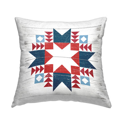 Geometric Quilt Block Pattern Outdoor Printed Pillow by Lettered and Lined