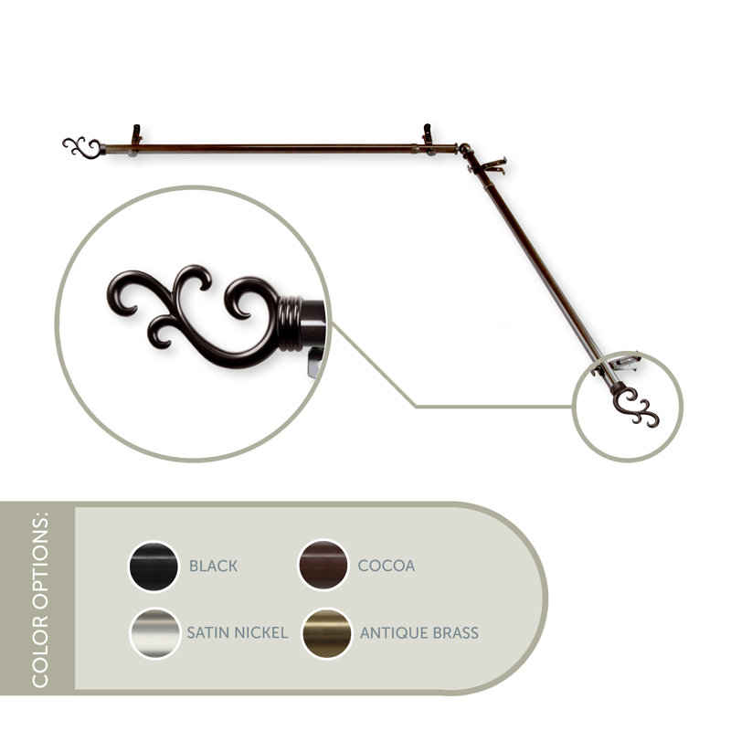 Tringle à rideaux d'angle simple Verlyn, 66 po à 120 po, Cacao