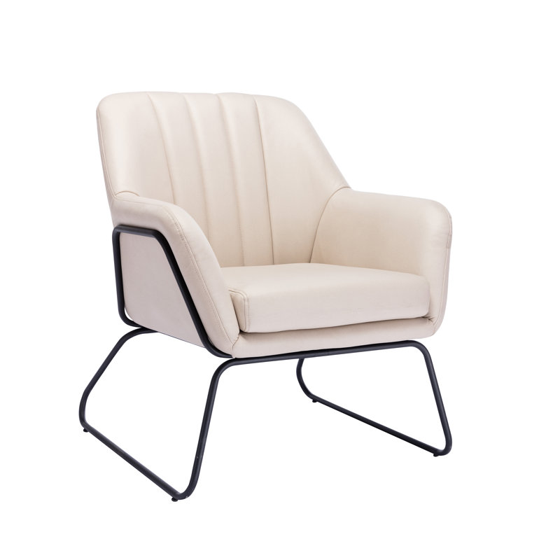 Upholstered Microfiber / Microsuede Armchair, Beige