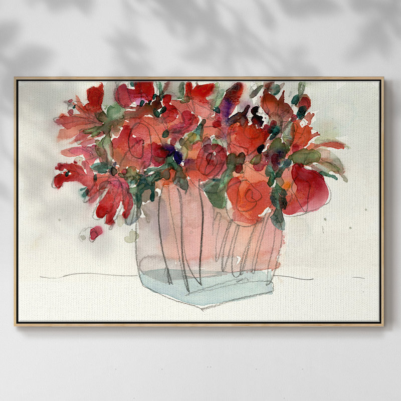 The Small Bunch II, H 17 po x l 25 po x P 2 po, Toile avec cadre en bois naturel