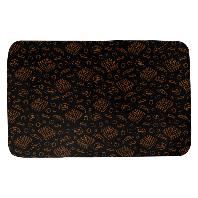 Tapis pour salle de bain Avicia, l 17 po x L 24 po, Noir / Orange
