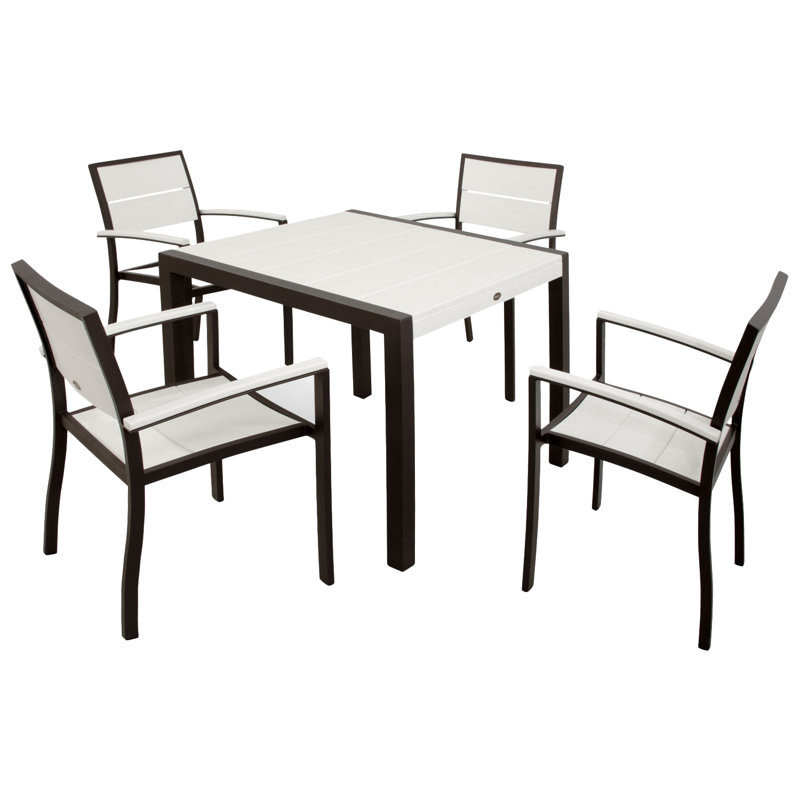 Ensemble repas 5 pièces POLYWOOD Surf City, Bronze texturé / Blanc classique