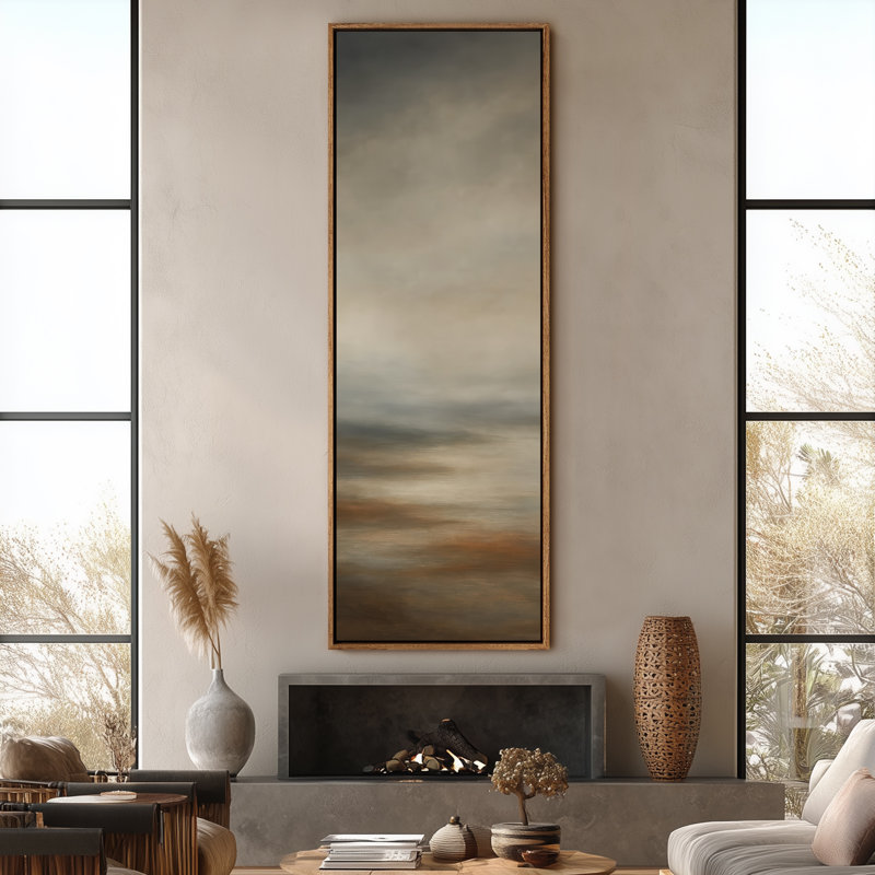 Très grand art mural rétro encadré pour art classique, H 60 po x l 20 po, Naturel