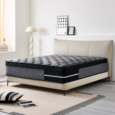 Luxury Medium Hybrid Innerspring Mattress In A Box, Individual Pocket Springs & High-Density Foam For Motion Isolation & Deep Sleep by Alwyn Home