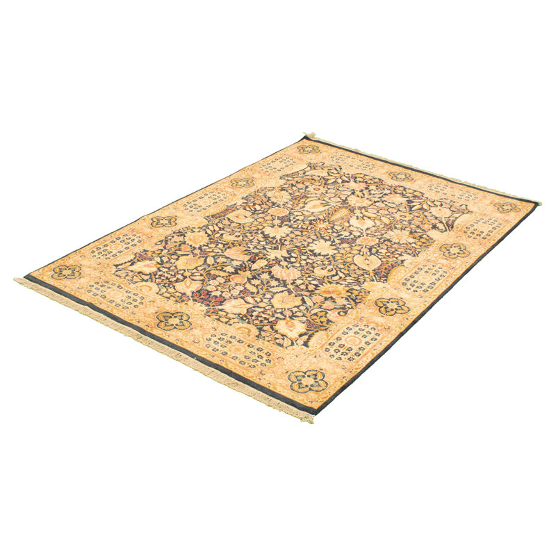 À la main one-of-kind-noué la 2010 tabriz jaune/brwon 6 pi 1 po x 8 pi zone de laine 10 po tapis Filzer