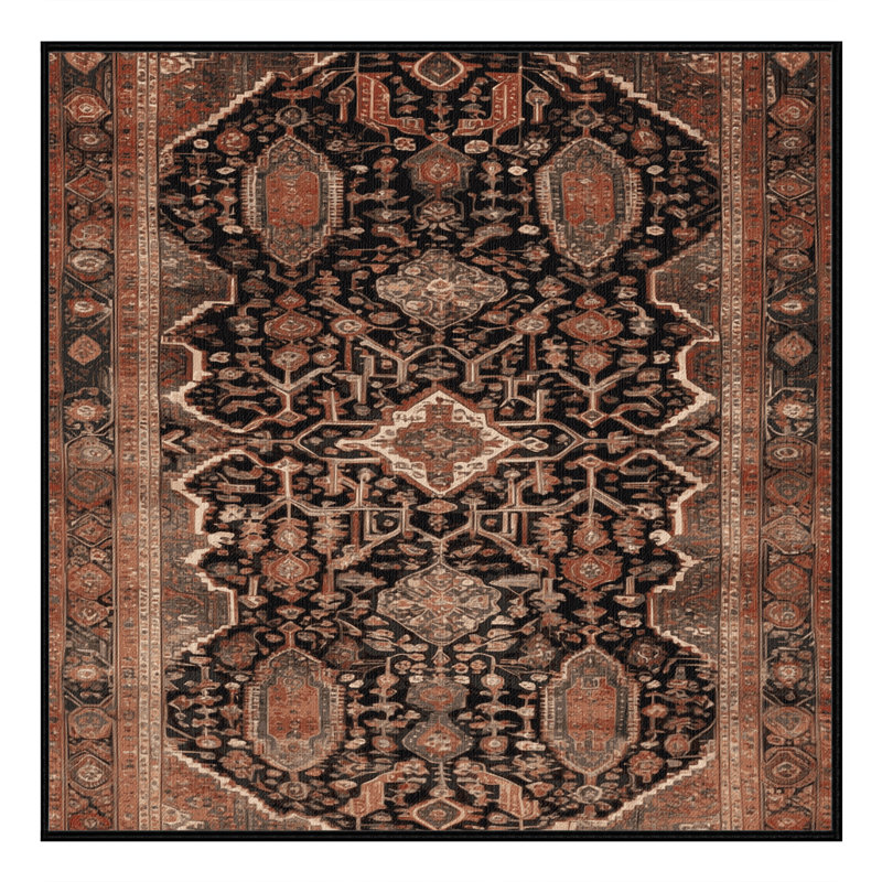 Tapis brun lavable à la machine, Carré 7 pi