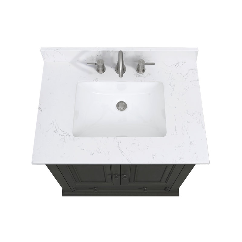 Thompson 31" Single Modern Bathroom Vanity Set, Charcoal Glaze, Cala White