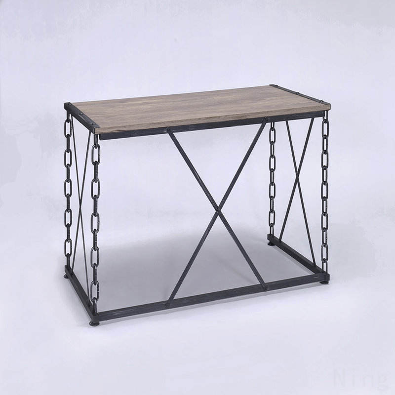 Bureau en chêne rustique et finition noire antique