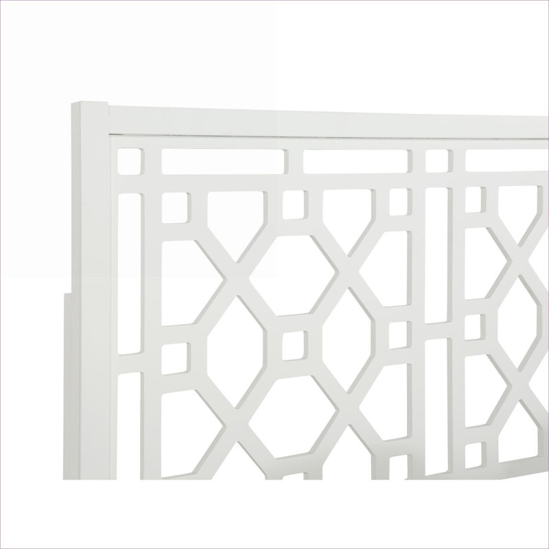 Chippendale Inspired Headboard for Master Bedroom, White-Toned MDF, King Size Adjustable Height Design
