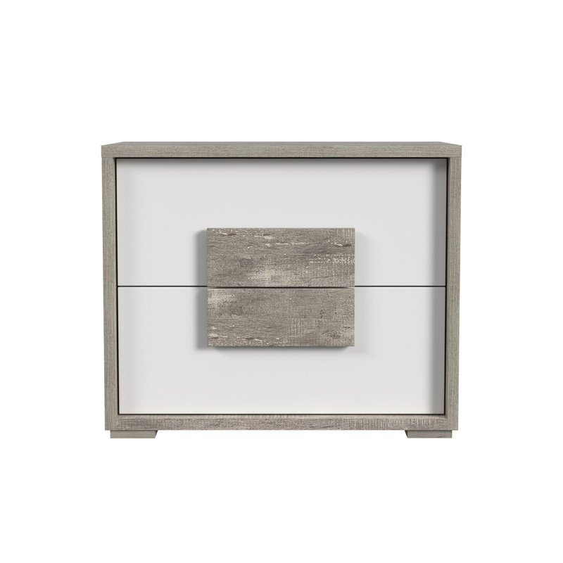 Hewson 2-Drawer Nightstand with USB in Dual Tone