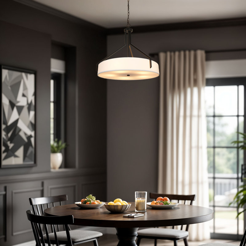 Thayne 5-Light Drum Pendant - Black, Black