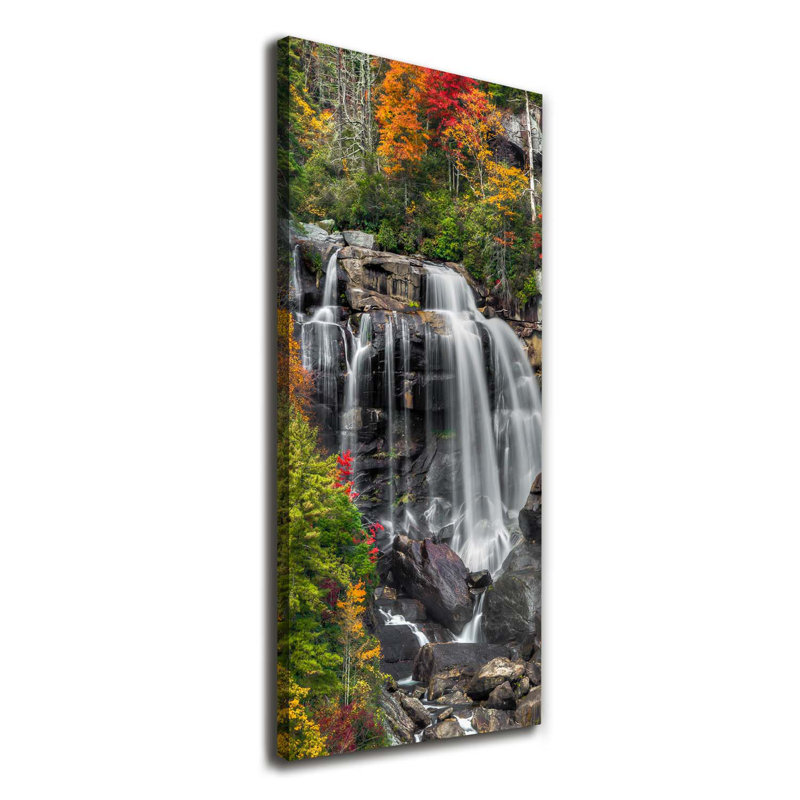Waterfall In Autumn - Wrapped Canvas Print