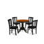 Ensemble de salle à manger 5 pièces comprenant une table de cuisine ronde avec piédestal et 4 chaises de salle à manger, noir et cerise-1715758403-1715758402-1715758414