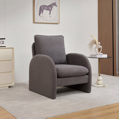 [Vidéo fournie] Fauteuil d'appoint rembourré en tissu sherpa de style moderne, fauteuil d'appoint de salon confortable, fauteuil de style salon pour chambre à coucher et bureau - Design élégant et ergonomique
