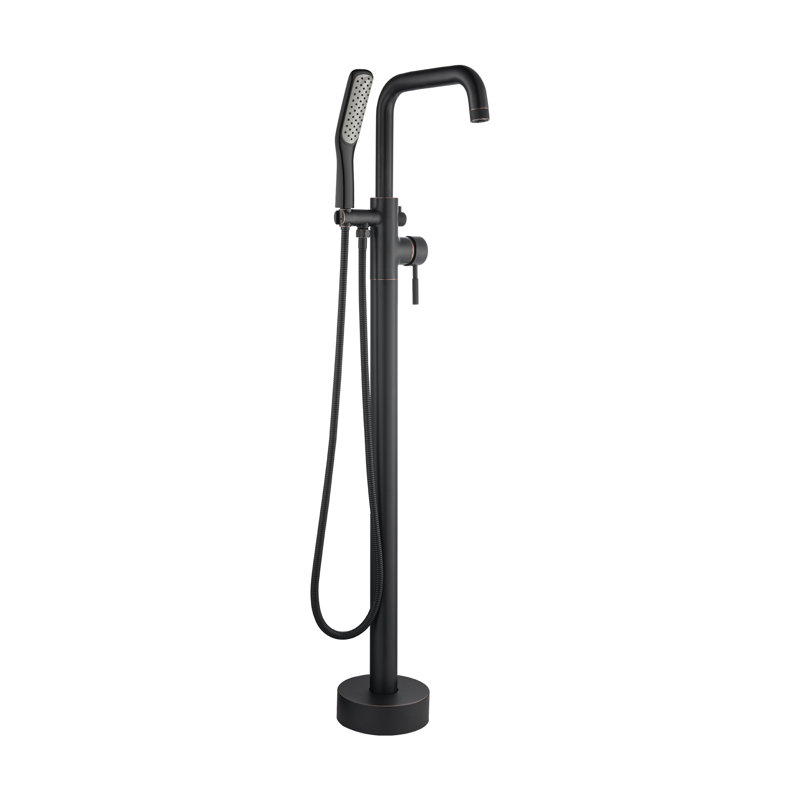 Robinet de baignoire à fixation au sol avec douche à main, Bronze huilé