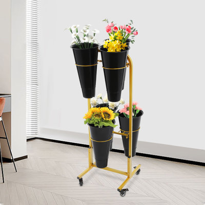 Stancuta Plant Stand with Wheels and 6 Buckets