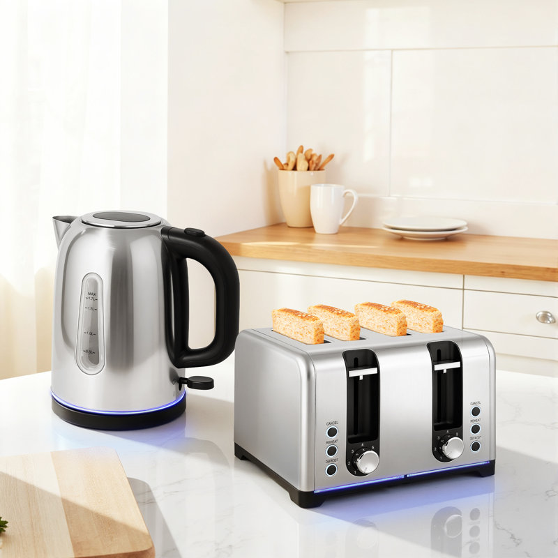Kettle and Toaster Set, Silver