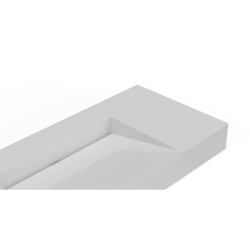 Badeloft 39.4" x 19.6" Rectangular Stone Resin Wall Mounted Bathroom Sink WT-04-A-G in Glossy White, Gloss White