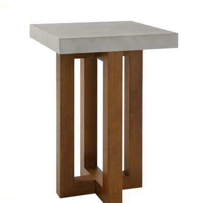 Table de bout en faux béton et finition noyer en keven