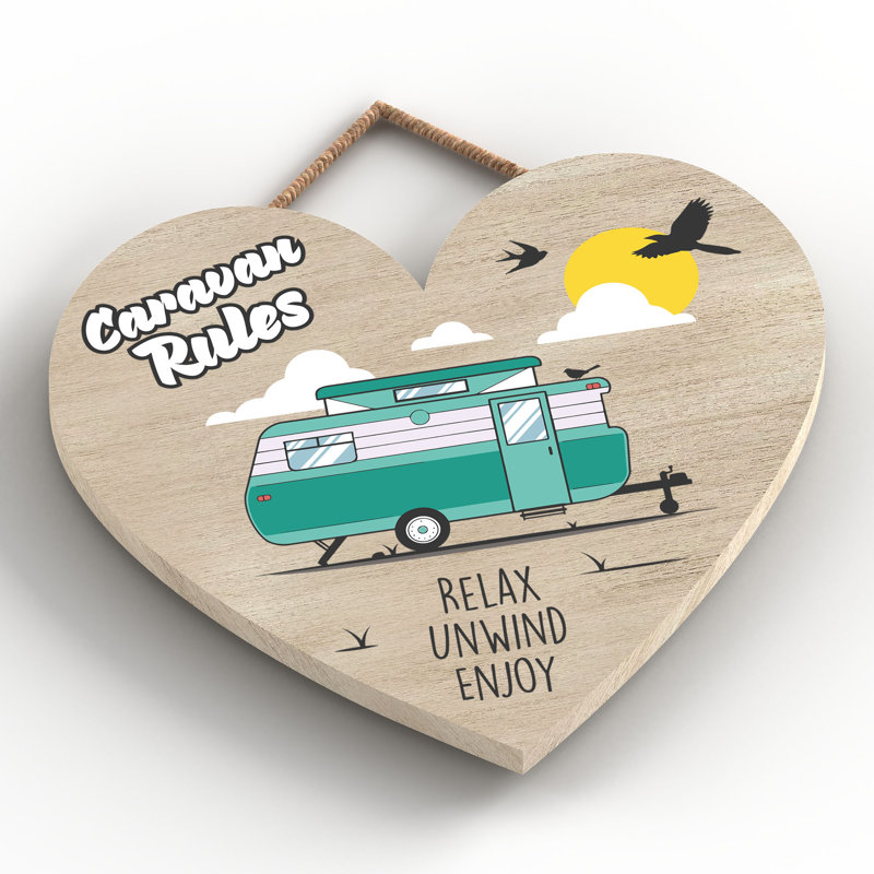 Caravan Rules Green - Print on MDF, 16cm H x 17cm W x 0.9cm D