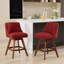 Ensemble de 2 tabourets de bar pivotants à hauteur de comptoir, siège de 26 po de hauteur, ensemble de tabourets de bar rembourrés, tissu rouge vin