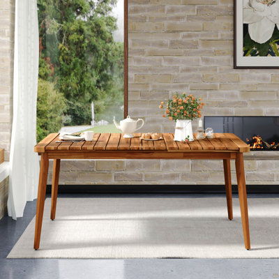 Table de salle à manger en bois d'acacia pour 6 personnes, mobilier de ferme