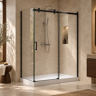 Cabine de douche rectangulaire coulissante sans cadre l 60 po x P 36 po x H 78,75 po Hasper