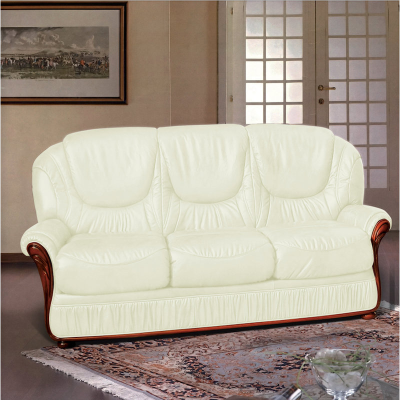 Kinzer Faux Leather Sofa, Beige