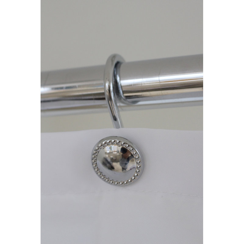 Chrome Button Design Rust-Resistant Shower Curtain Hooks Set