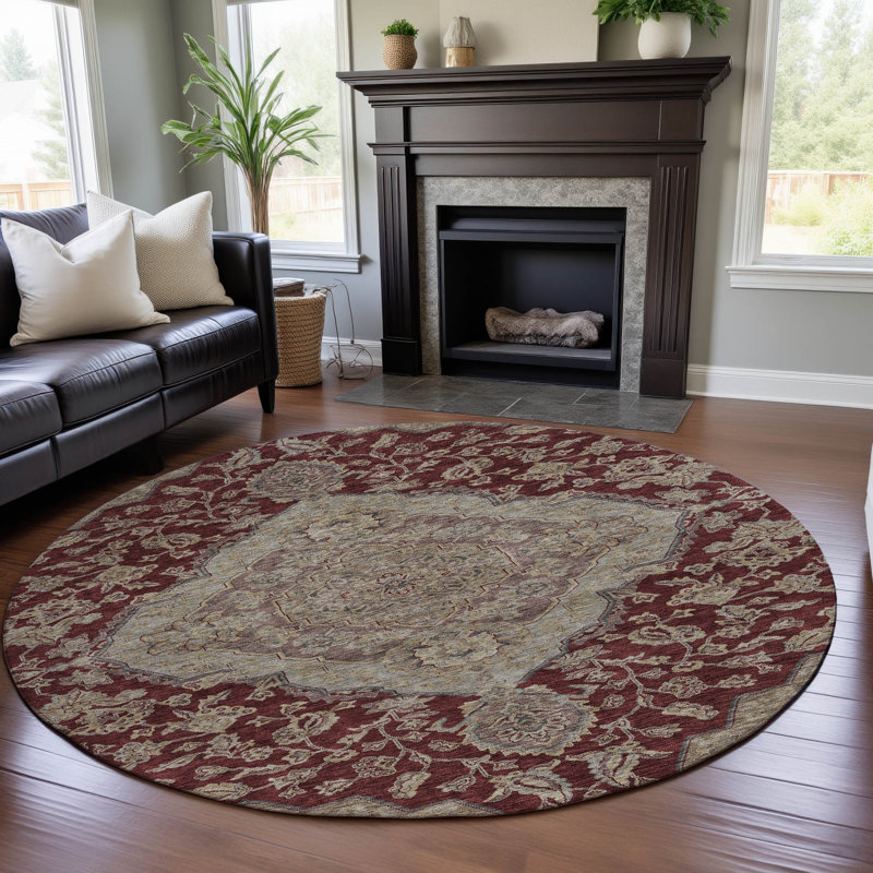 Premium Machine Washable Gurubaksh AMF1151 Global Rug, Round 8'