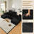 130" U-Shaped Modular Sectional Sofa, Deep Memory Foam, No Assembly Required, Black