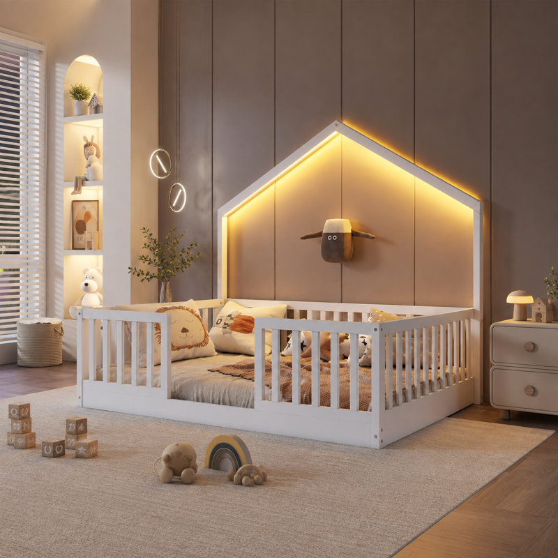 Lit sur pied Montessori, Lit double, Blanc