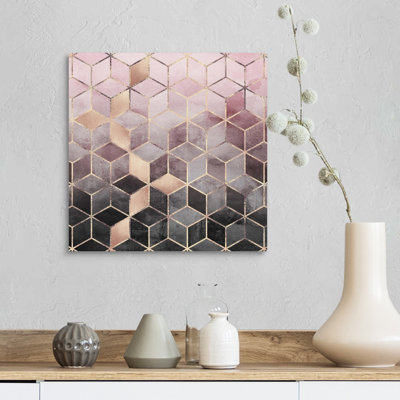«Pink Grey Gradient Cubes», reproduction d'impression sur toile