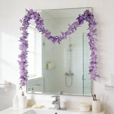  Fausse guirlande de fleurs, fleurs de vignes artificielles suspendues lilas vigne pour décor de fête de mariage sur fond de voûte de mur de table (mauve)