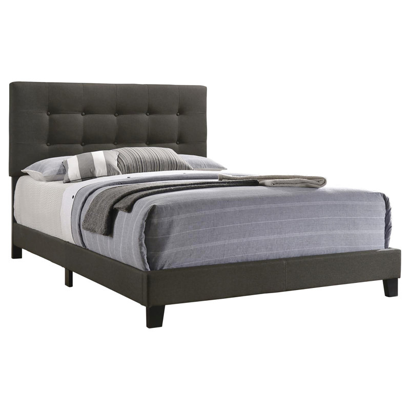 Lit pour grand lit gris anthracite pour chambre à coucher avec panneau de remplissage en mousse confortable, Grand lit