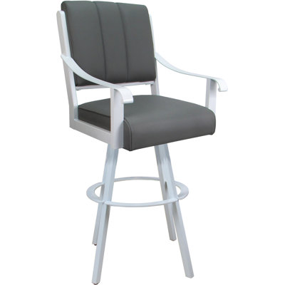 Tabouret de bar pivotant en cuir avec siège en métal 26 po