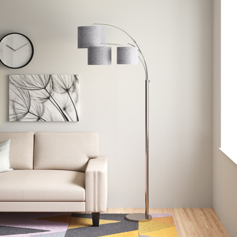 Johana 84'' Arched Floor Lamp, Brushed Nickel, Turquoise