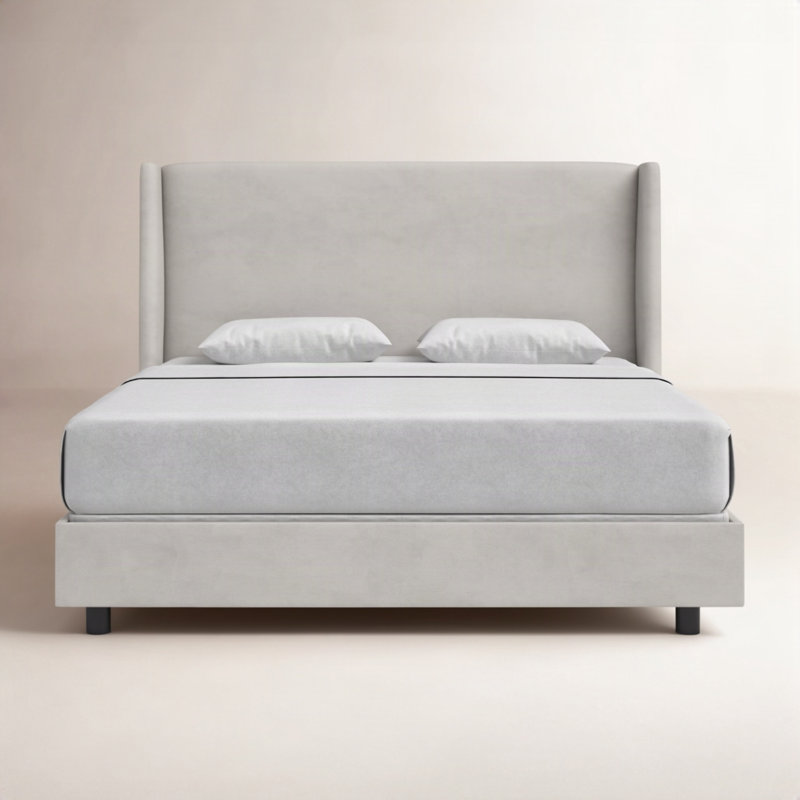 Lit tapissier Tilly, Simple, Velours performance gris clair Bella