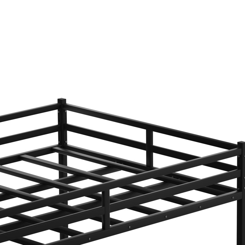 Black Queen-Size Bunk Bed Featuring Metal Frame, Guardrail And - Build With 110 Lbs Per Capacity, High For 'S Security, Comfortable Climbing, Stylish Finish Underbed Storage, Space Option, Easy Setup