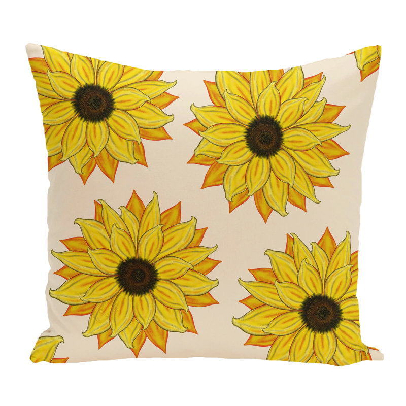 Housse de coussin décoratif d’extérieur et insertion pour coussin décoratif à tournesol cherokee, Rose / Jaune
