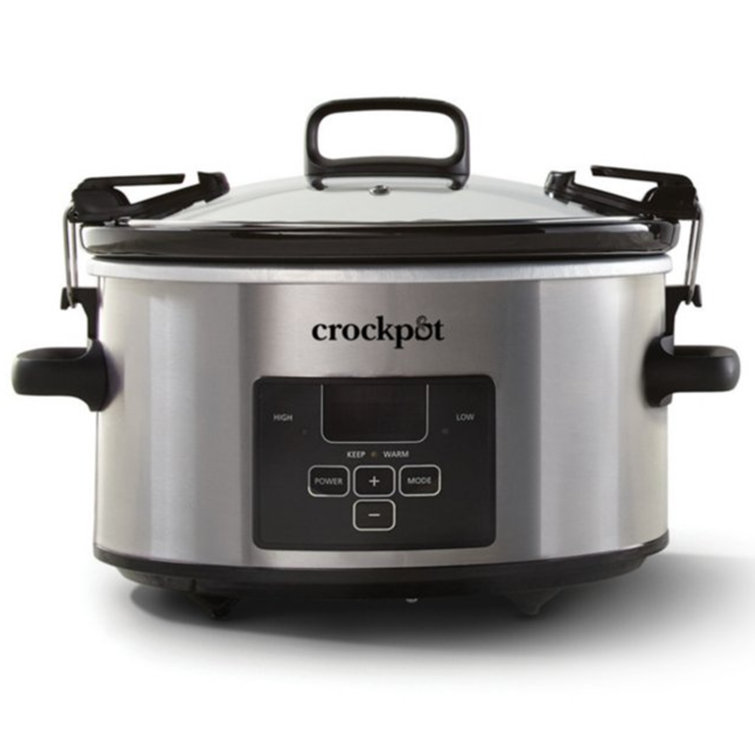  Crock-Pot 7 Quart Portable Programmable Slow Cooker with Timer  and Locking Lid, Stainless Steel: Home & Kitchen