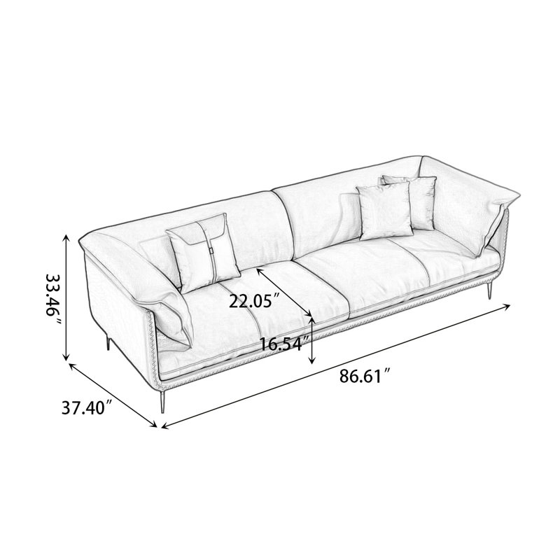 Orange Genuine Leather Standard Sofa cushion Loveseat, 33.46" H x 86.61" W x 37.40" D