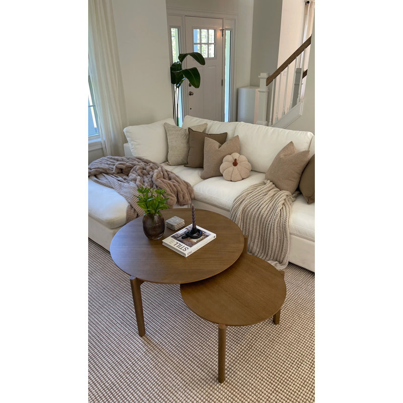 2 Piece Nesting Coffee Table Set, Light Brown