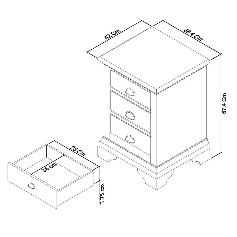 Raffin 46.4cm W Solid Wood Bedside Table, White