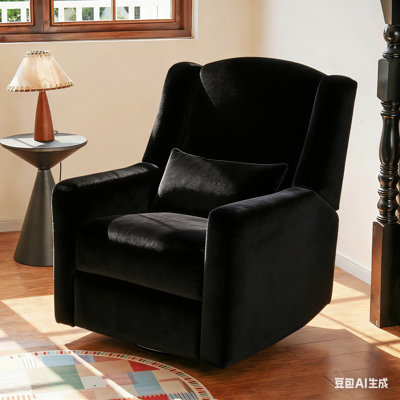 Power Swivel Recliner Chair With 1 Pillow, Boucle Upholstered Rocker Recliner For Nursery-Beige