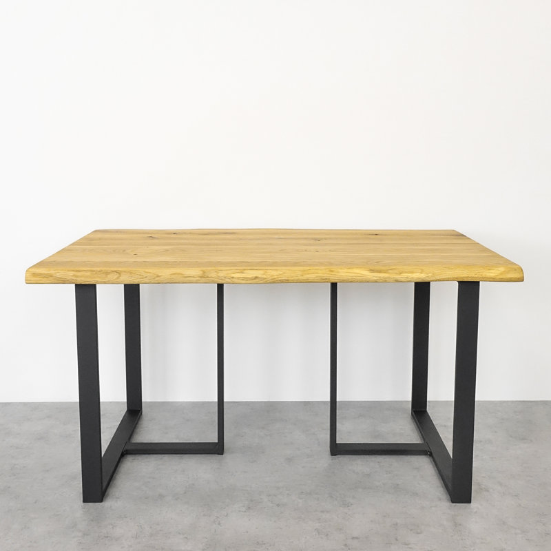 Shorthill Oak Solid Wood Top Metal Base Dining Table, Oak, 75cm H x 200cm L x 80cm W