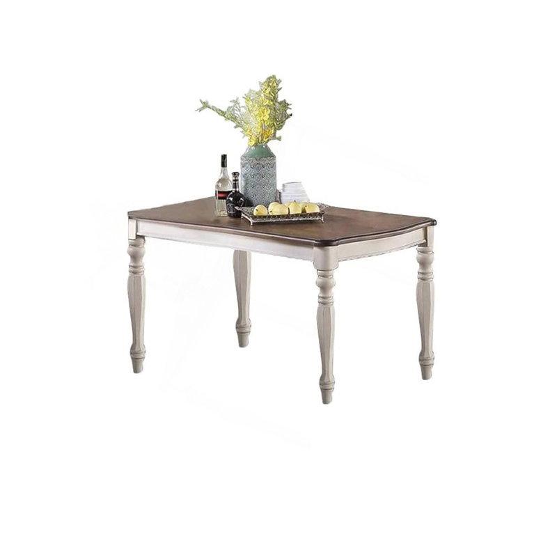 Table de salle à manger de style transitionnel 1 pièce, Blanc antique