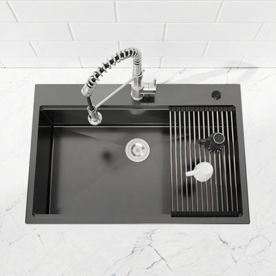 Évier de cuisine 36 po x 19 po multifonctionnel encastré à la main en acier inoxydable S304