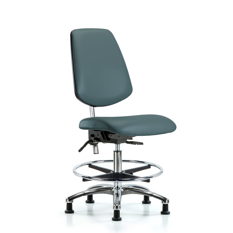 Miah Vinyl Drafting Chair, Colonial Blue, Glides, Not Included