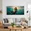 Tableau sur toile représentant Jésus-Christ émergeant des vagues turquoise de l'océan-1242893276